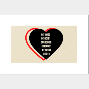 Heart of binary numbers "I love you" Posters and Art